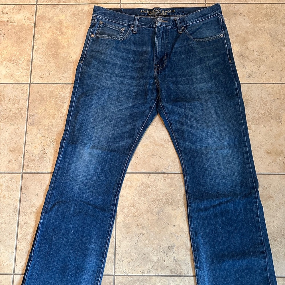 American Eagle Outfitters Men's Dark Blue Bootcut Jeans